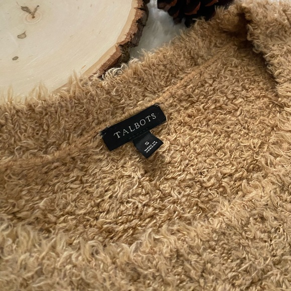 Talbots | Brown and White Striped Fuzzy Sweater - Picture 3 of 5